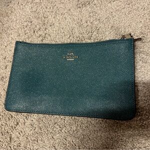 Coach teal sparkly clutch
